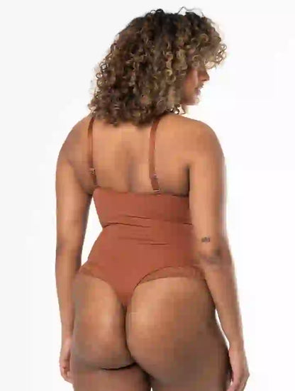 Deep V Neck Lace Thong Bodysuit for Women