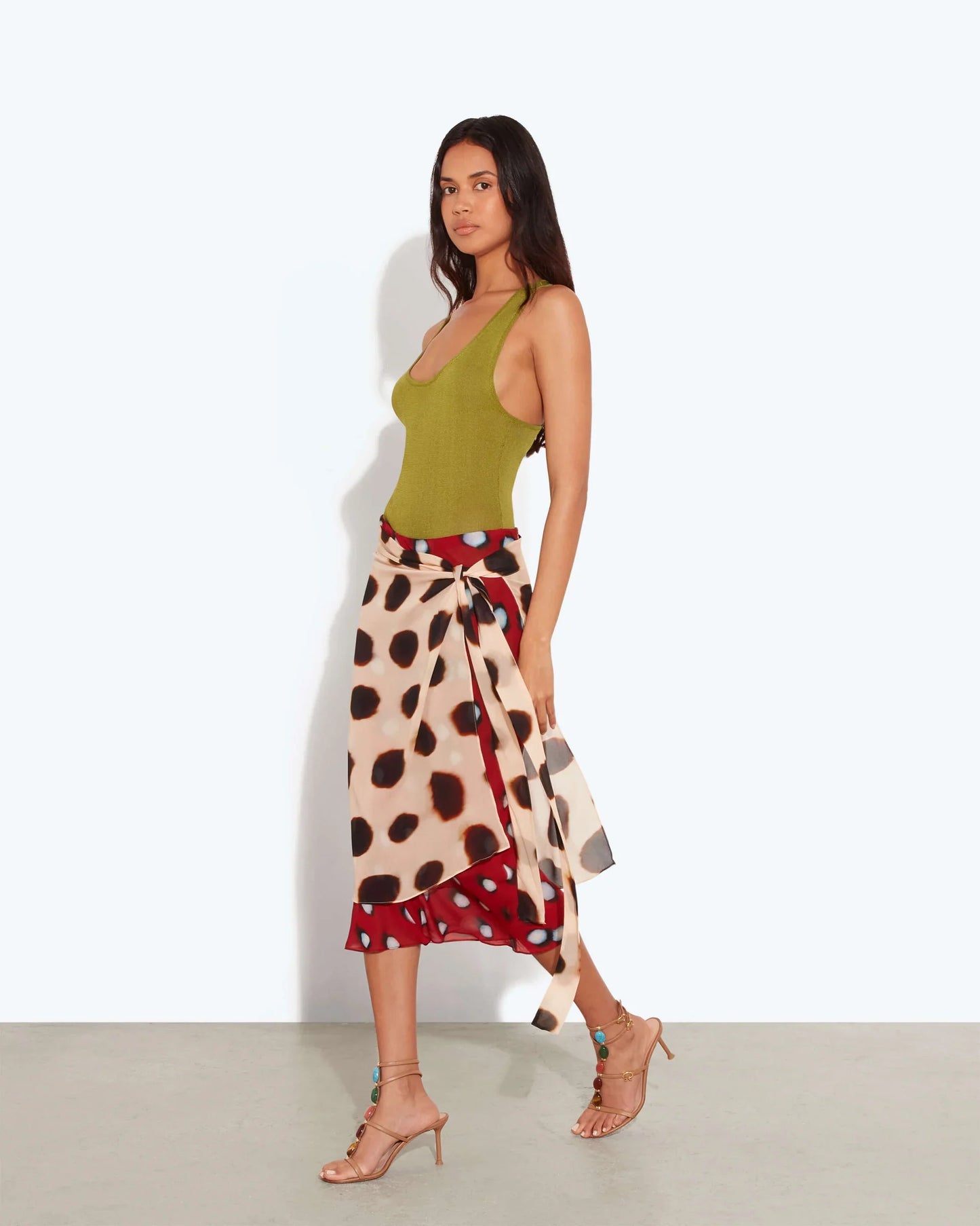 Sheer Wrap Sarong Midi Skirt
