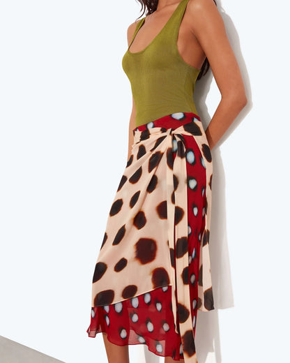 Sheer Wrap Sarong Midi Skirt